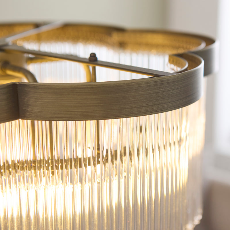 Close-up of the clear glass on the Lucille 5 Light Chandelier