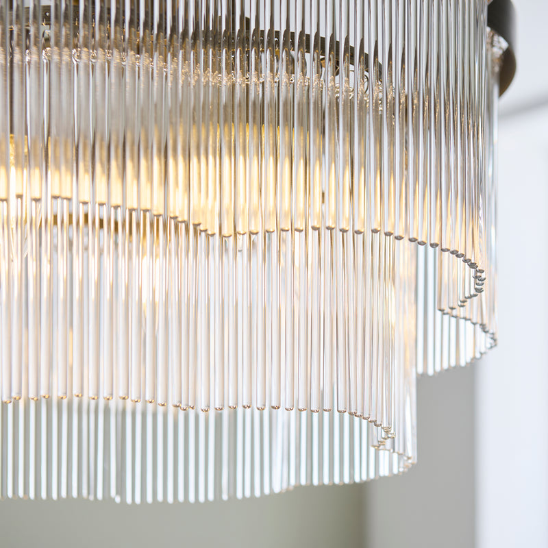 Lucille 5 Light Chandelier detail showing the clear glass and fittings