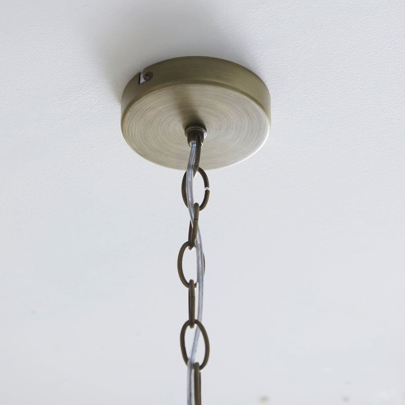 Close-up of the Lucille 5 Light Chandelier ceiling plate and fittings