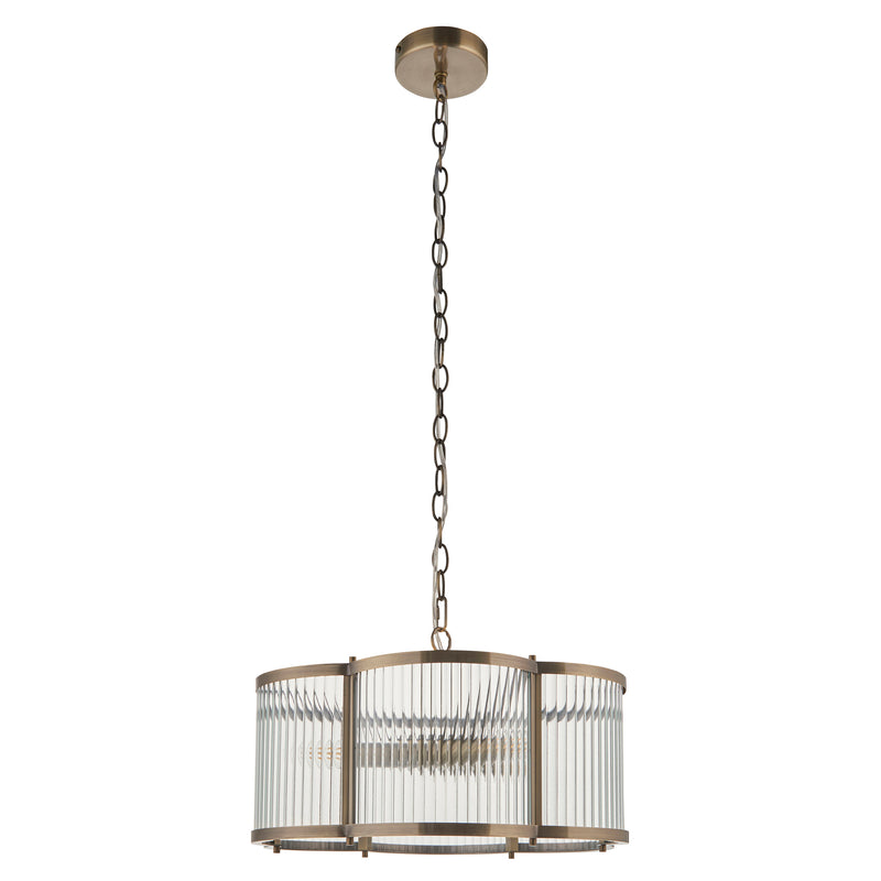 Ridgeton Scallop 3 Light Pendant – alternative view in antique brass