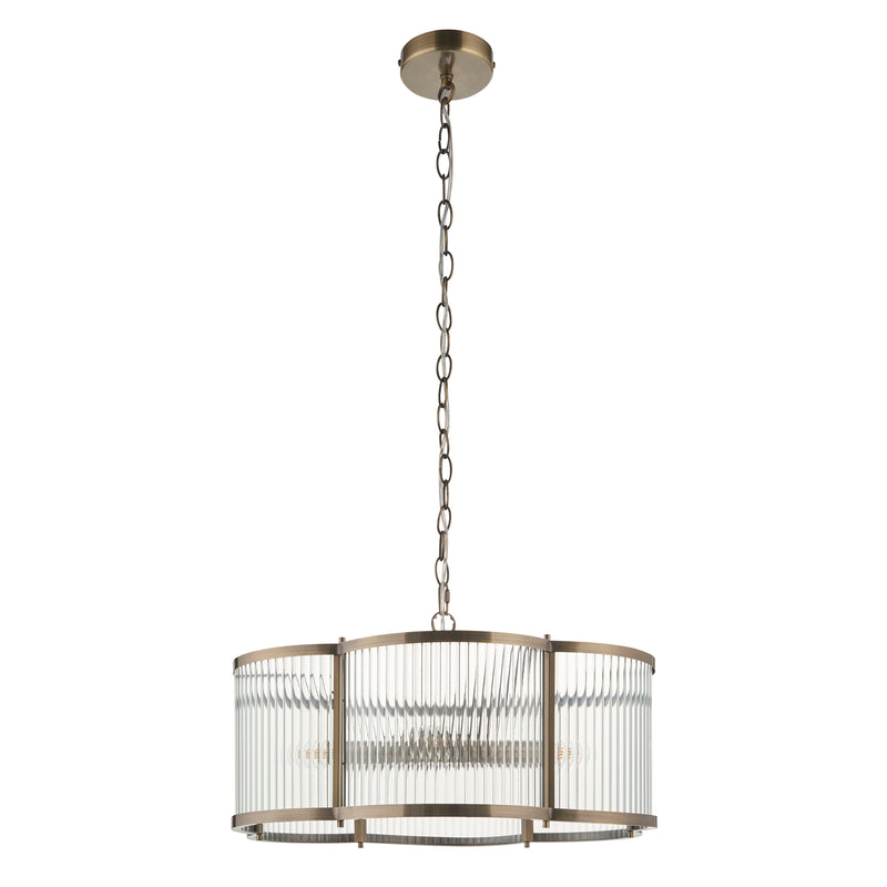 Ridgeton Scallop 5 Light Pendant – alternative view in antique brass