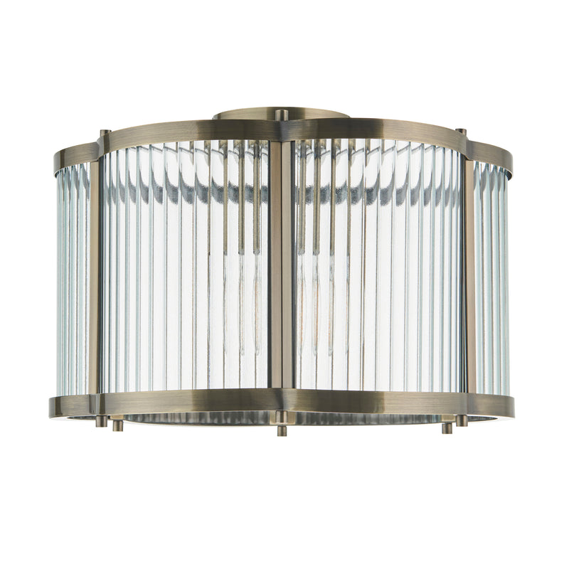 Ridgeton Scallop Flush Ceiling Light – alternative view in antique brass
