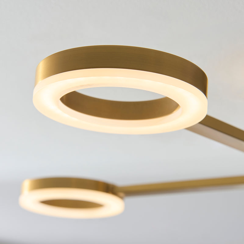 Detail of the warm brass finish on the Scout 5 Light LED Semi Flush Ceiling Light