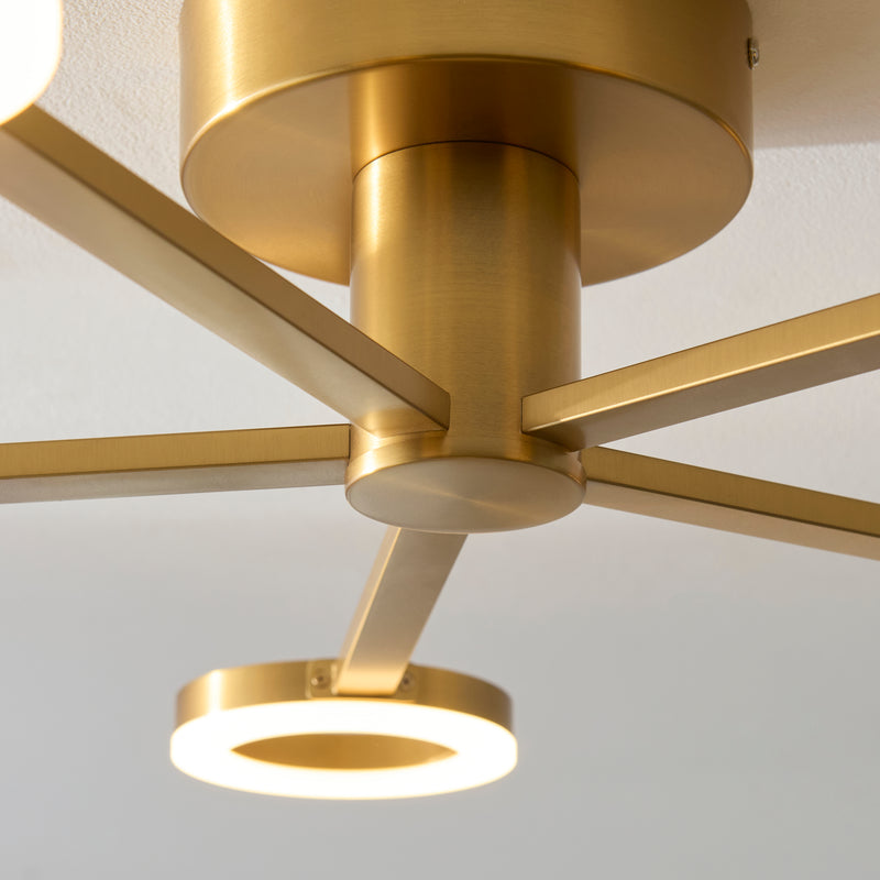 Scout 5 Light LED Semi Flush Ceiling Light detail showing the frosted polycarbonate and fittings