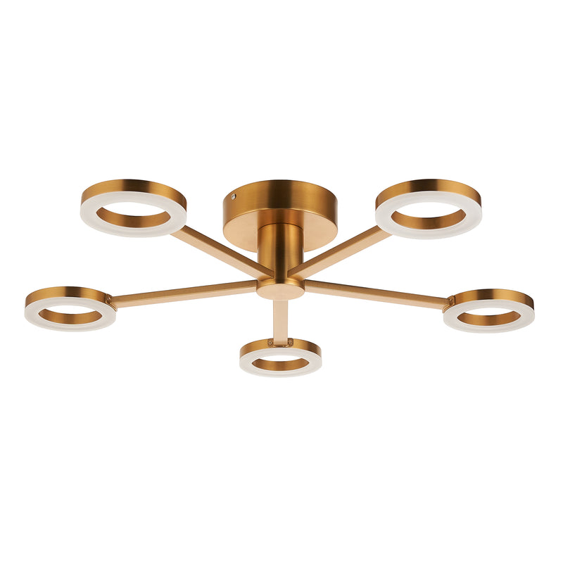 Close-up of the Scout 5 Light LED Semi Flush Ceiling Light ceiling plate and fittings