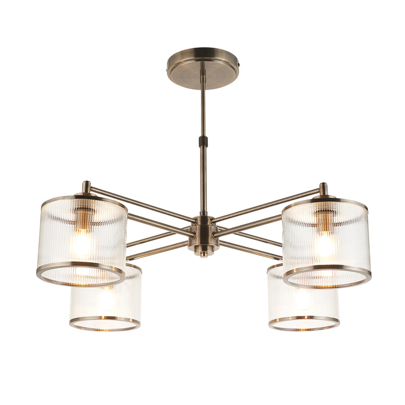 Close-up of the Ridgeton 4 Light Pendant ceiling plate and fittings