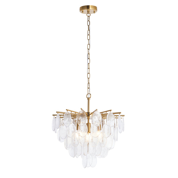 Endon Loretta 3 Light Pendant in brushed aged brass with clear bubble glass
