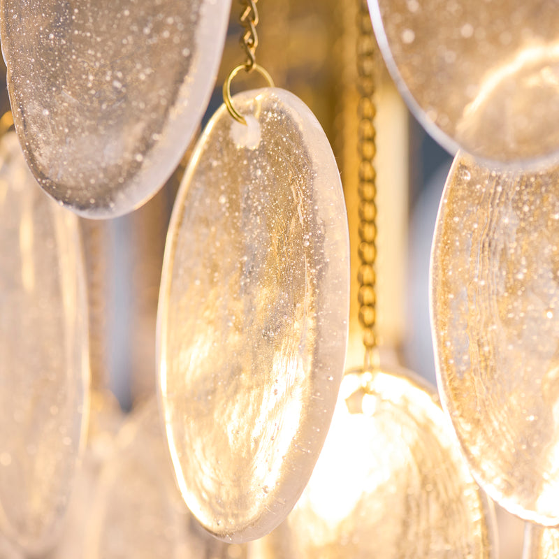 Loretta 3 Light Pendant detail showing the clear bubble glass and fittings
