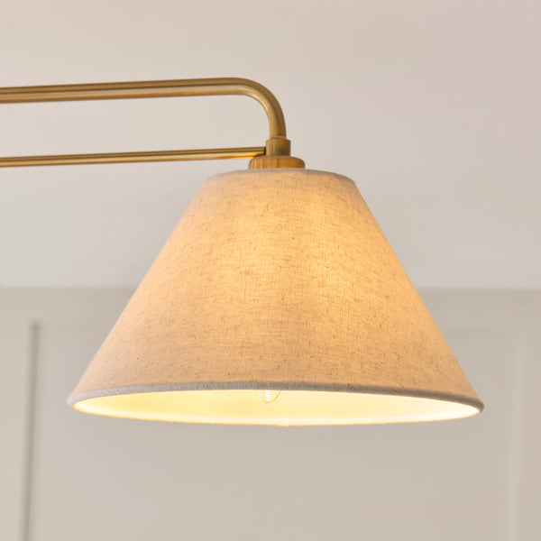 Close-up of the natural linen on the Wallbridge 3 Light Semi Flush Ceiling Light