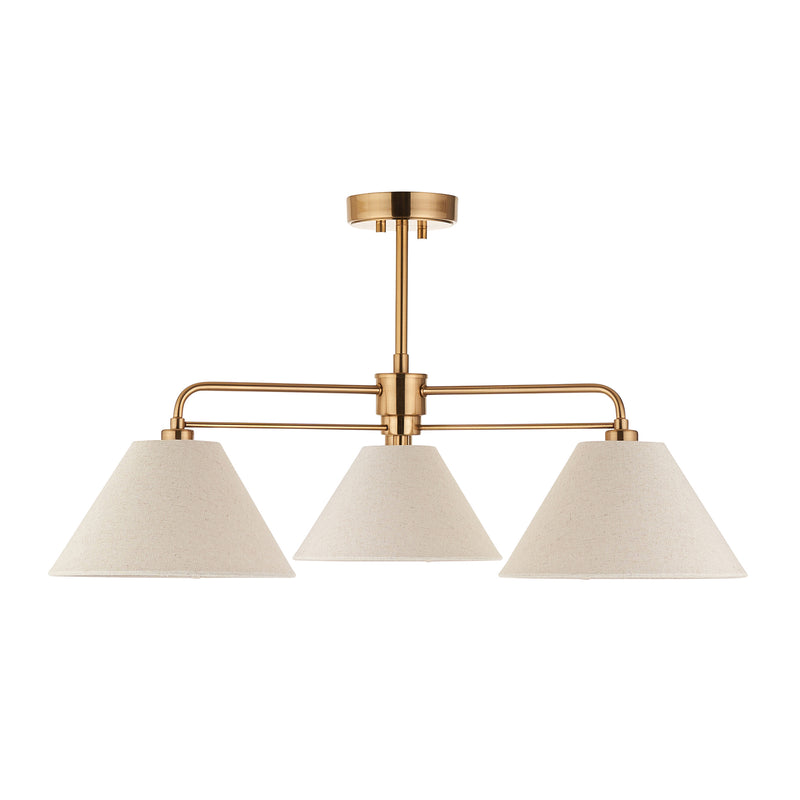 Close-up of the Wallbridge 3 Light Semi Flush Ceiling Light ceiling plate and fittings