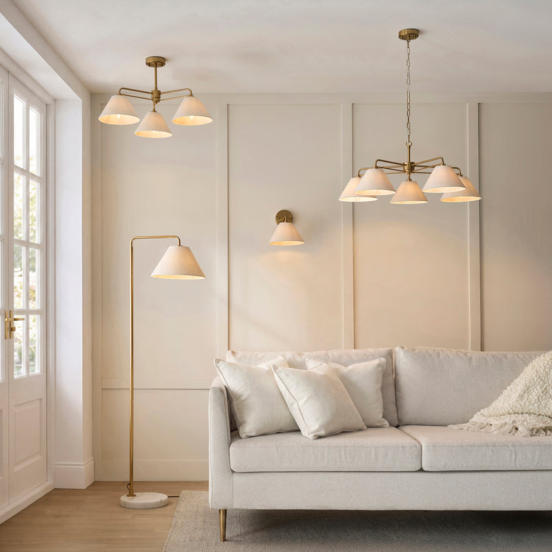 Close-up of the Wallbridge 5 Light Chandelier ceiling plate and fittings