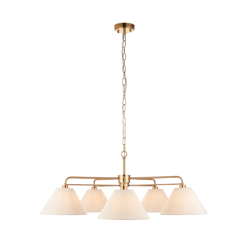 Wallbridge 5 Light Chandelier – alternative view in brushed aged brass