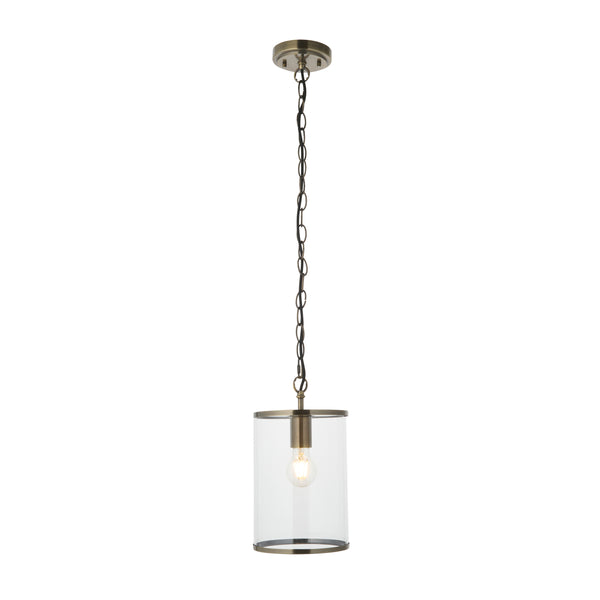 Endon Hebden Pendant in antique brass with clear glass