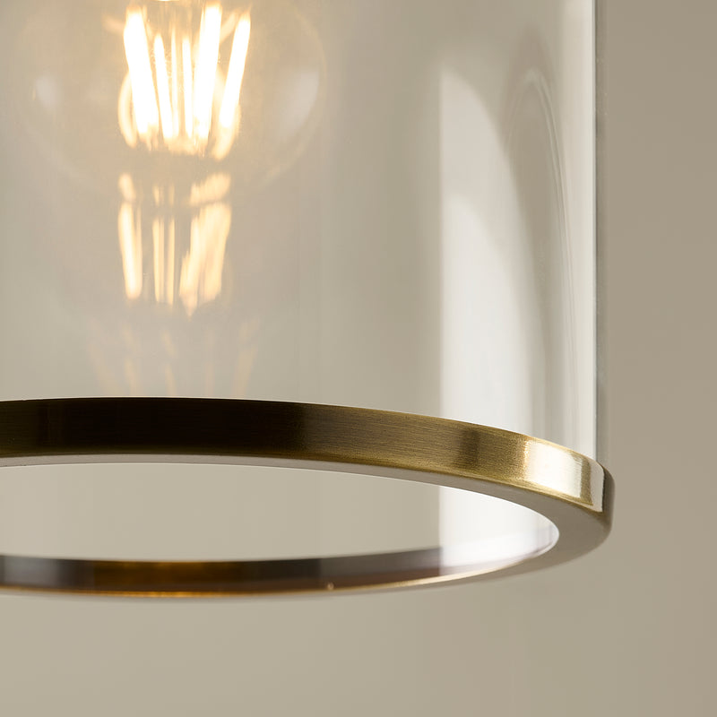 Detail of the antique brass finish on the Hebden Pendant