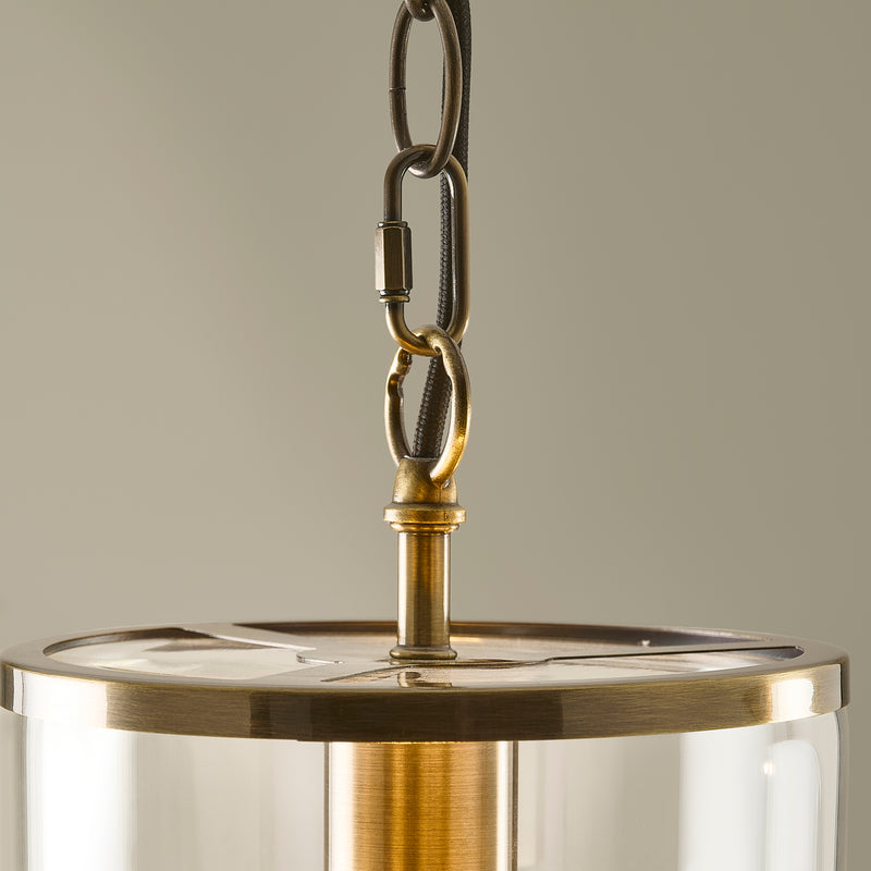Close-up of the Hebden Pendant ceiling plate and fittings
