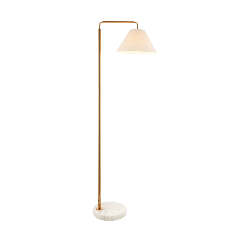 Endon Wallbridge Floor Lamp in aged brass and white marble on a white background
