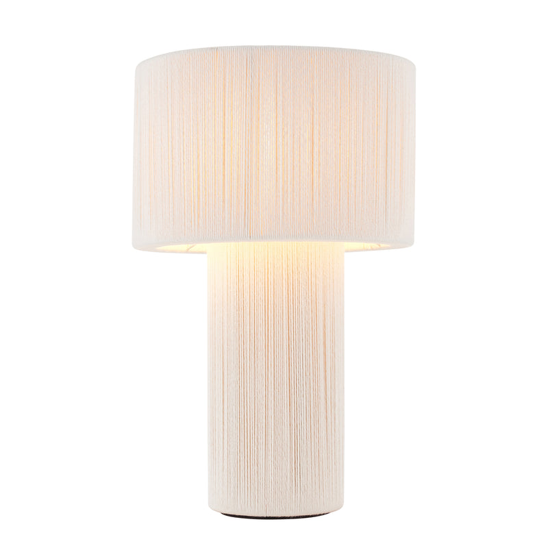 Endon Noah Table Lamp in cream cotton on a white background
