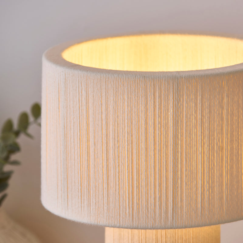Detail of the cream cotton finish on the Noah Table Lamp