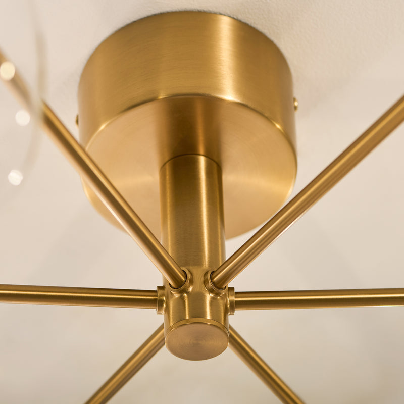 Oslo 6 Light Semi Flush Ceiling Light detail showing the clear glass and fittings