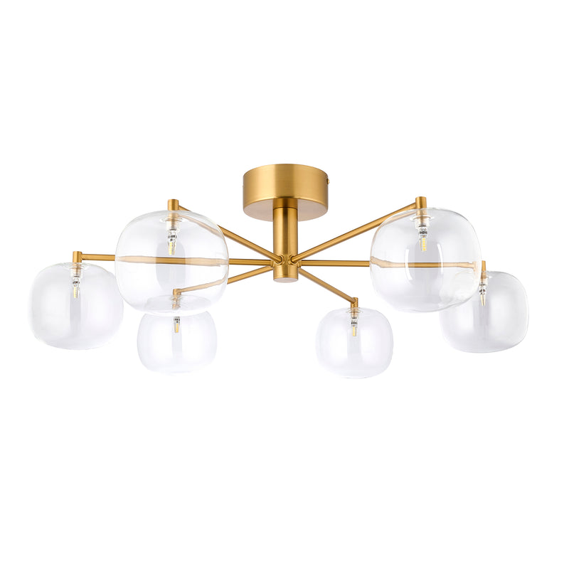 Close-up of the Oslo 6 Light Semi Flush Ceiling Light ceiling plate and fittings