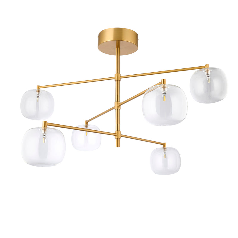 Close-up of the Oslo 6 Light Linear Pendant ceiling plate and fittings