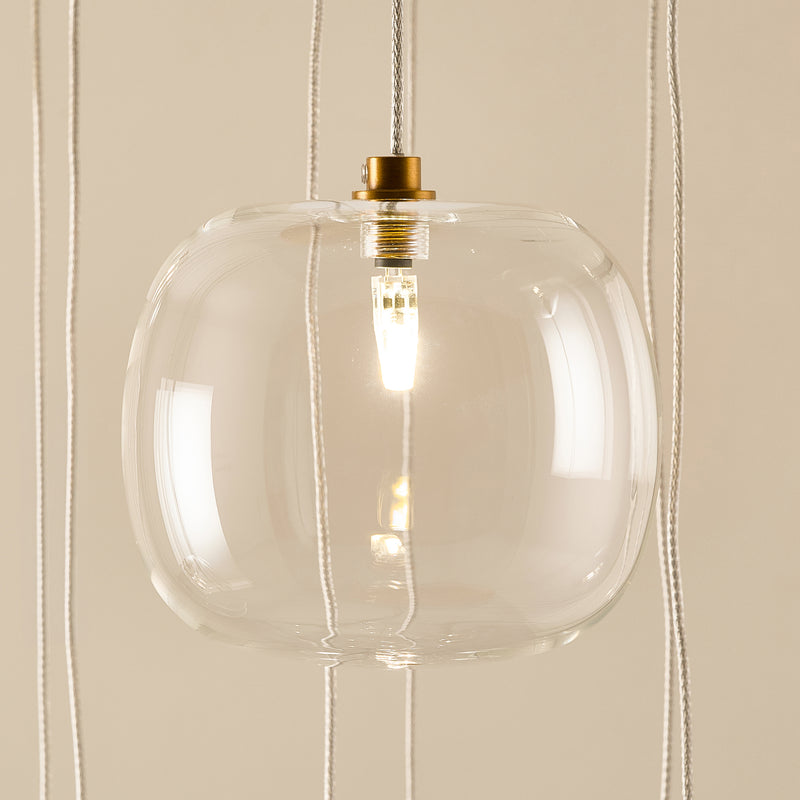 Oslo 12 Light Cascade Pendant detail showing the clear glass and fittings
