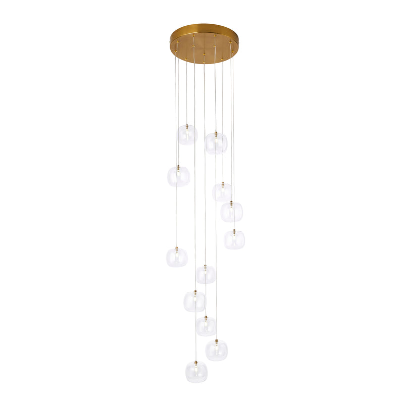 Close-up of the Oslo 12 Light Cascade Pendant ceiling plate and fittings