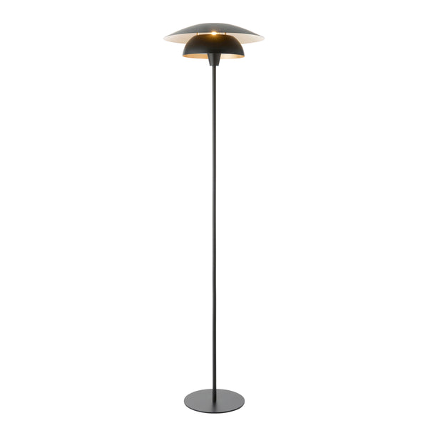 Endon Lyon Floor Lamp in matt black on a white background