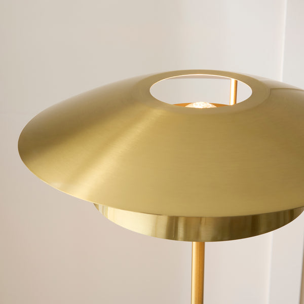 Detail of the satin brass finish on the Lyon Floor Lamp