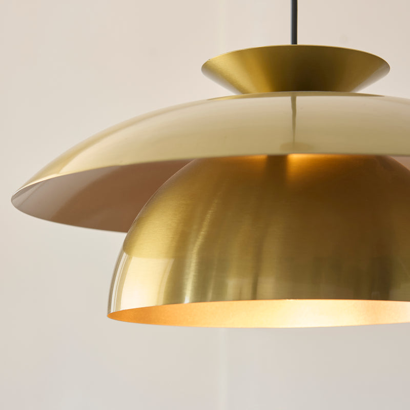 Detail of the satin brass finish on the Lyon Pendant