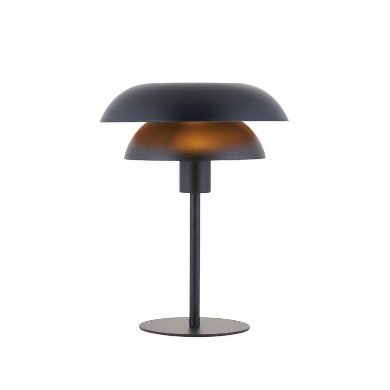 Endon Lyon Table Lamp in matt black on a white background