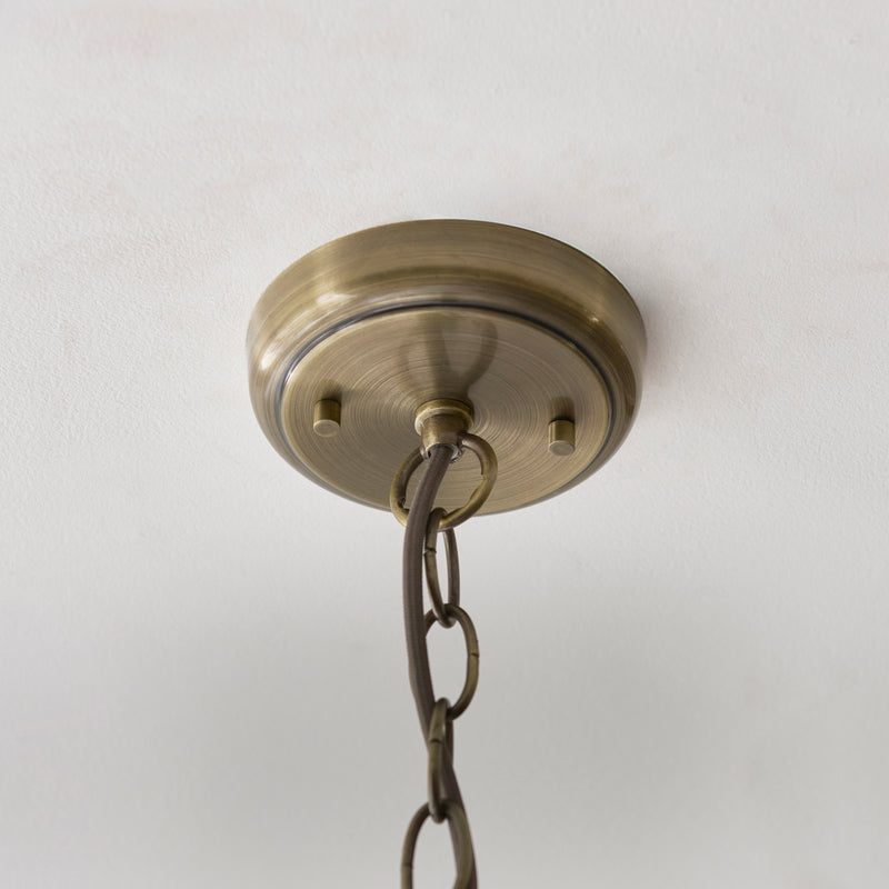Harborne Pendant detail showing the clear ribbed glass and fittings