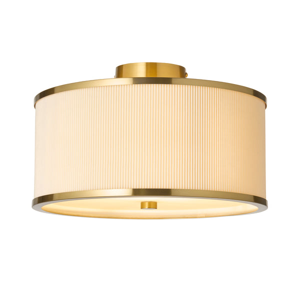 Endon Lexi Flush Ceiling Light in aged brass and ivory