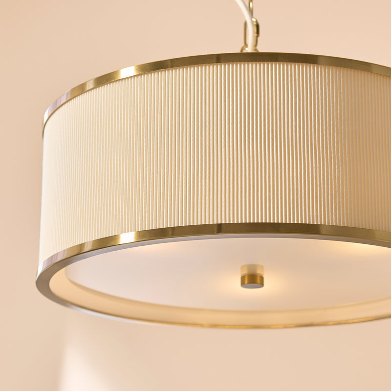 Close-up of the Lexi 3 Light Pendant ceiling plate and fittings