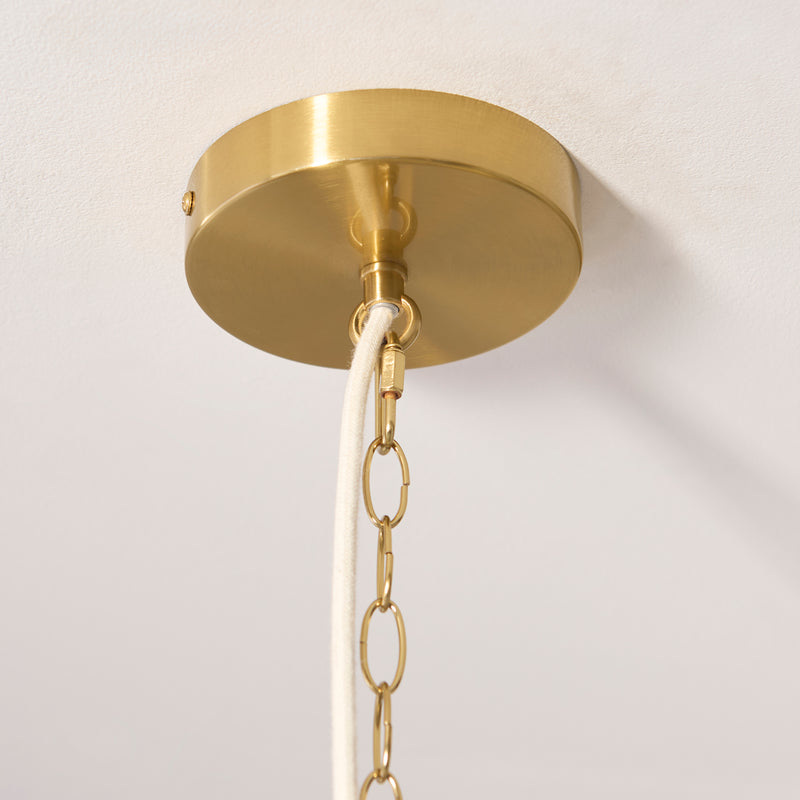 Close-up of the Lexi 5 Light Pendant ceiling plate and fittings