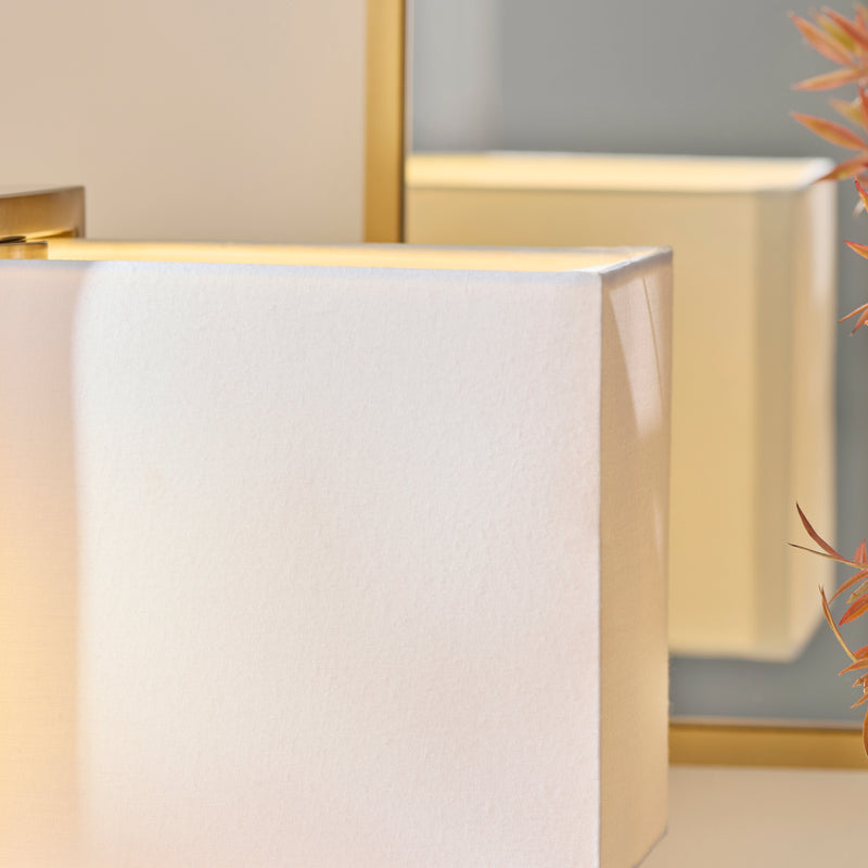 Detail of the brushed aged brass finish on the Seattle Table Lamp