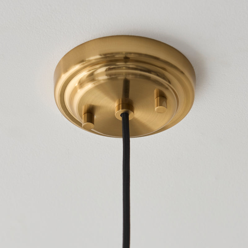 Close-up of the Evora Large Pendant ceiling plate and fittings
