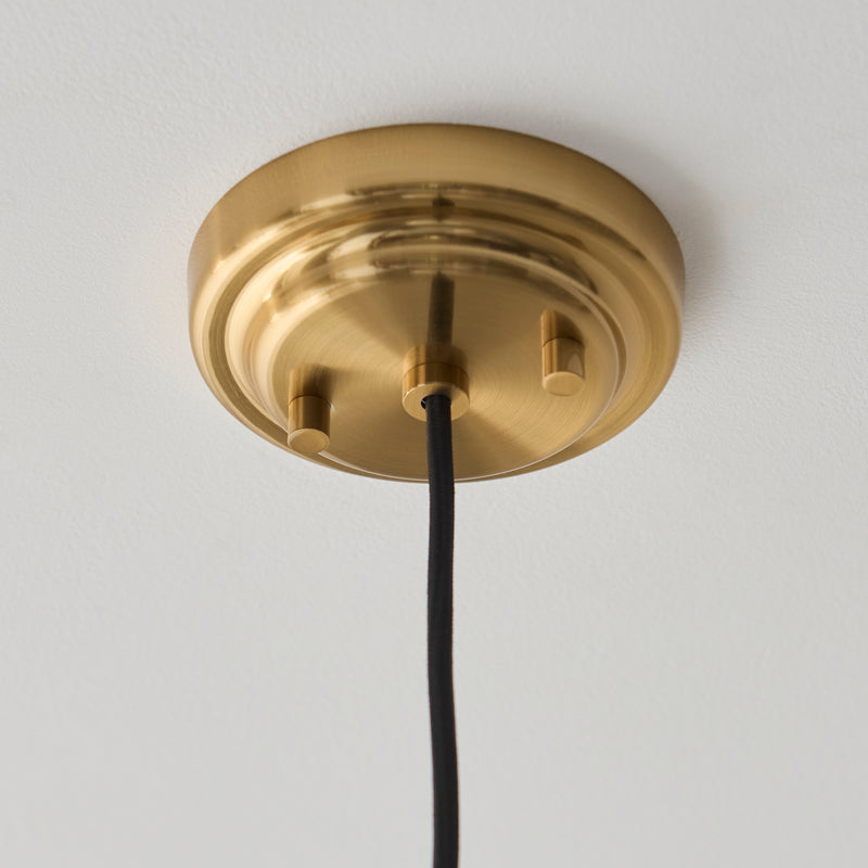 Evora Small Pendant detail showing the opal ribbed glass and fittings