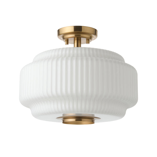 Evora Flush Ceiling Light detail showing the opal ribbed glass and fittings