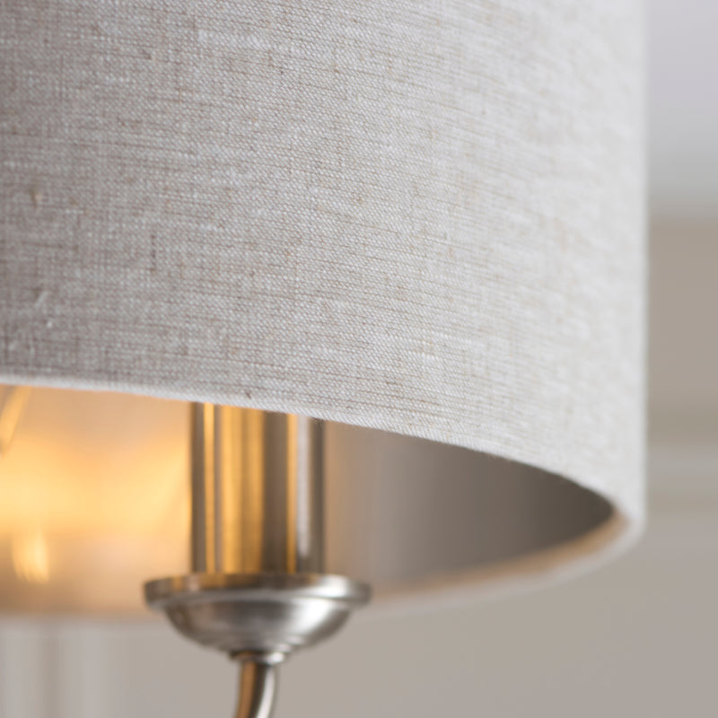 Detail of the brushed chrome finish on the Highclere 3 Light Flush Ceiling Light