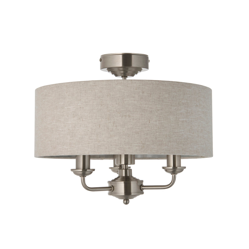 Close-up of the Highclere 3 Light Flush Ceiling Light ceiling plate and fittings