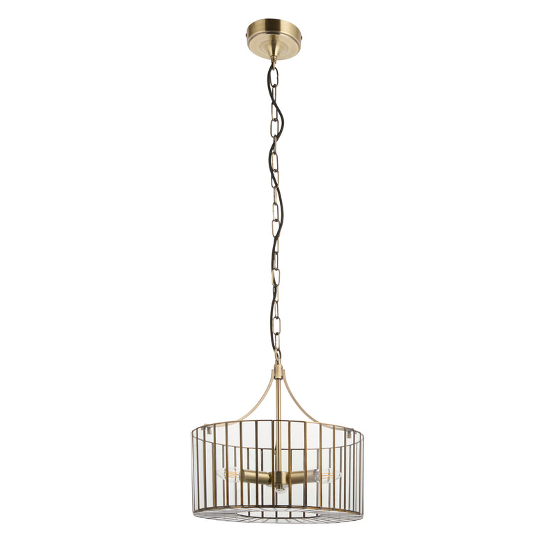 Antalya 3 Light Pendant – alternative view in antique solid brass