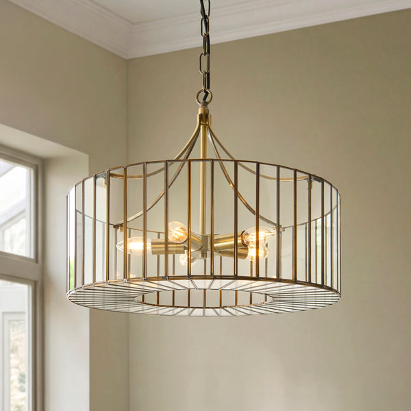 Close-up of the clear glass on the Antalya 5 Light Pendant