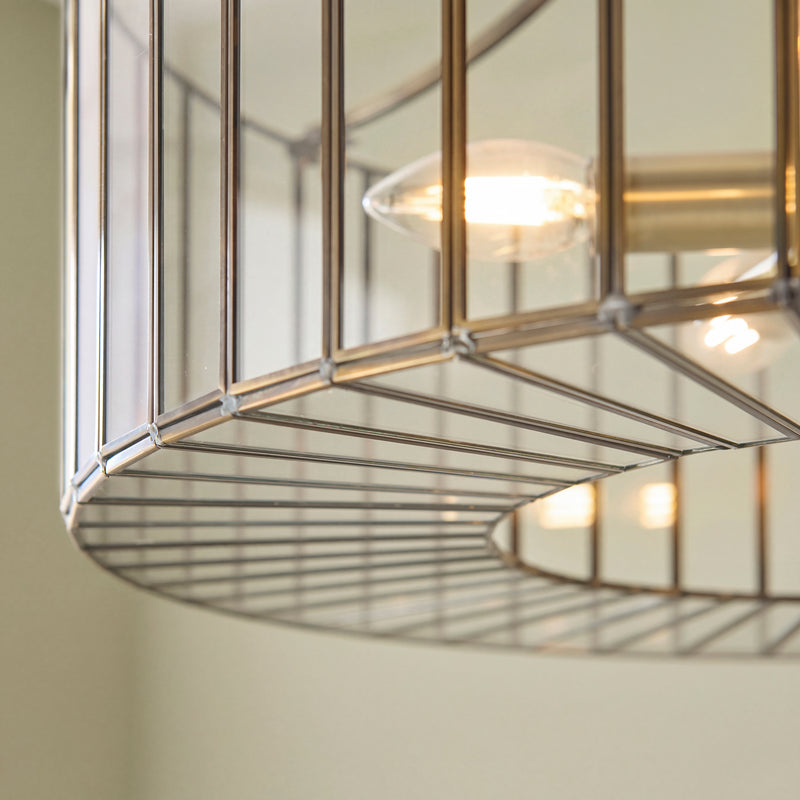 Antalya 5 Light Pendant detail showing the clear glass and fittings