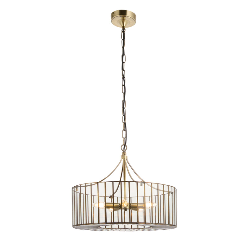 Close-up of the Antalya 5 Light Pendant ceiling plate and fittings