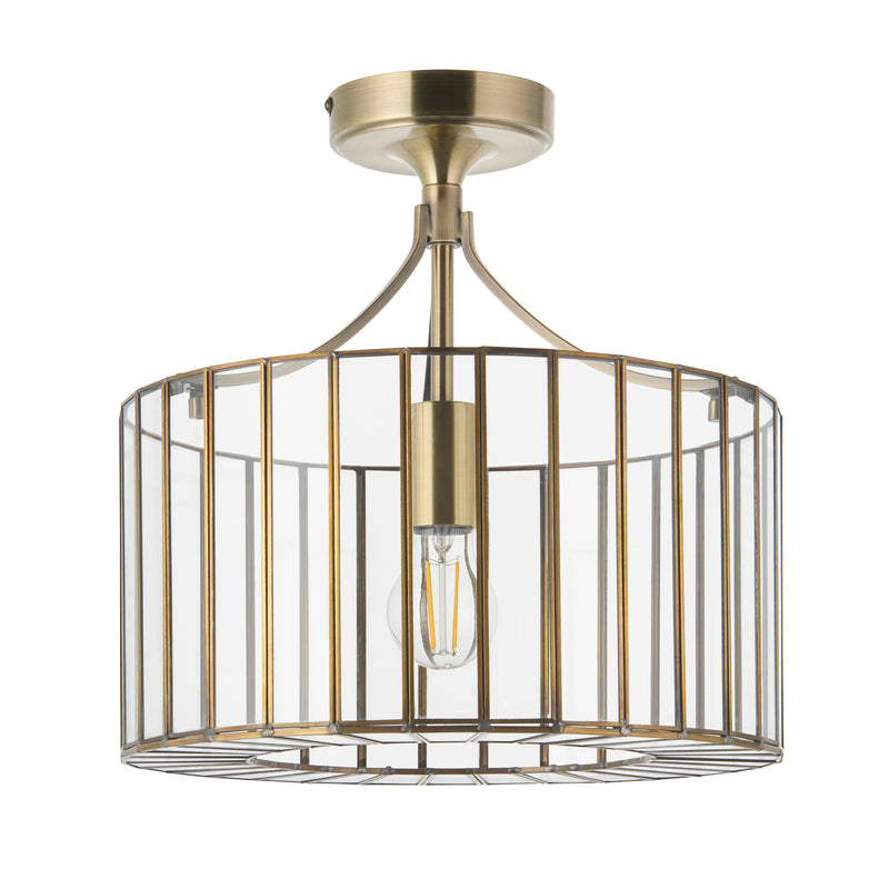 Antalya Flush Ceiling Light detail showing the clear glass and fittings