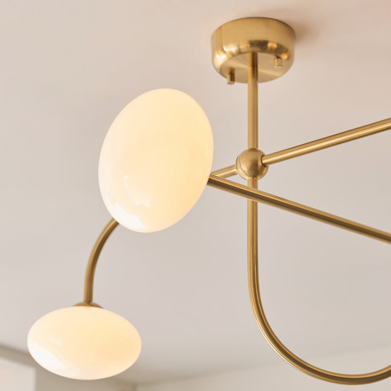 Close-up of the opal glass on the Ottowa 4 Light Semi Flush Ceiling Light