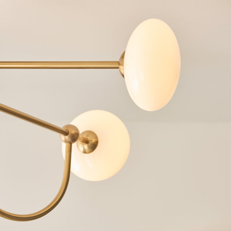 Detail of the brushed aged brass finish on the Ottowa 4 Light Semi Flush Ceiling Light