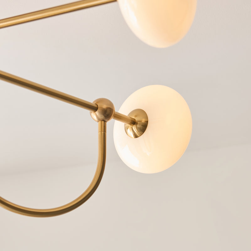 Ottowa 4 Light Semi Flush Ceiling Light detail showing the opal glass and fittings