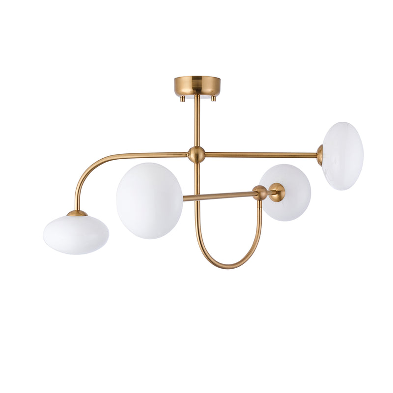 Close-up of the Ottowa 4 Light Semi Flush Ceiling Light ceiling plate and fittings
